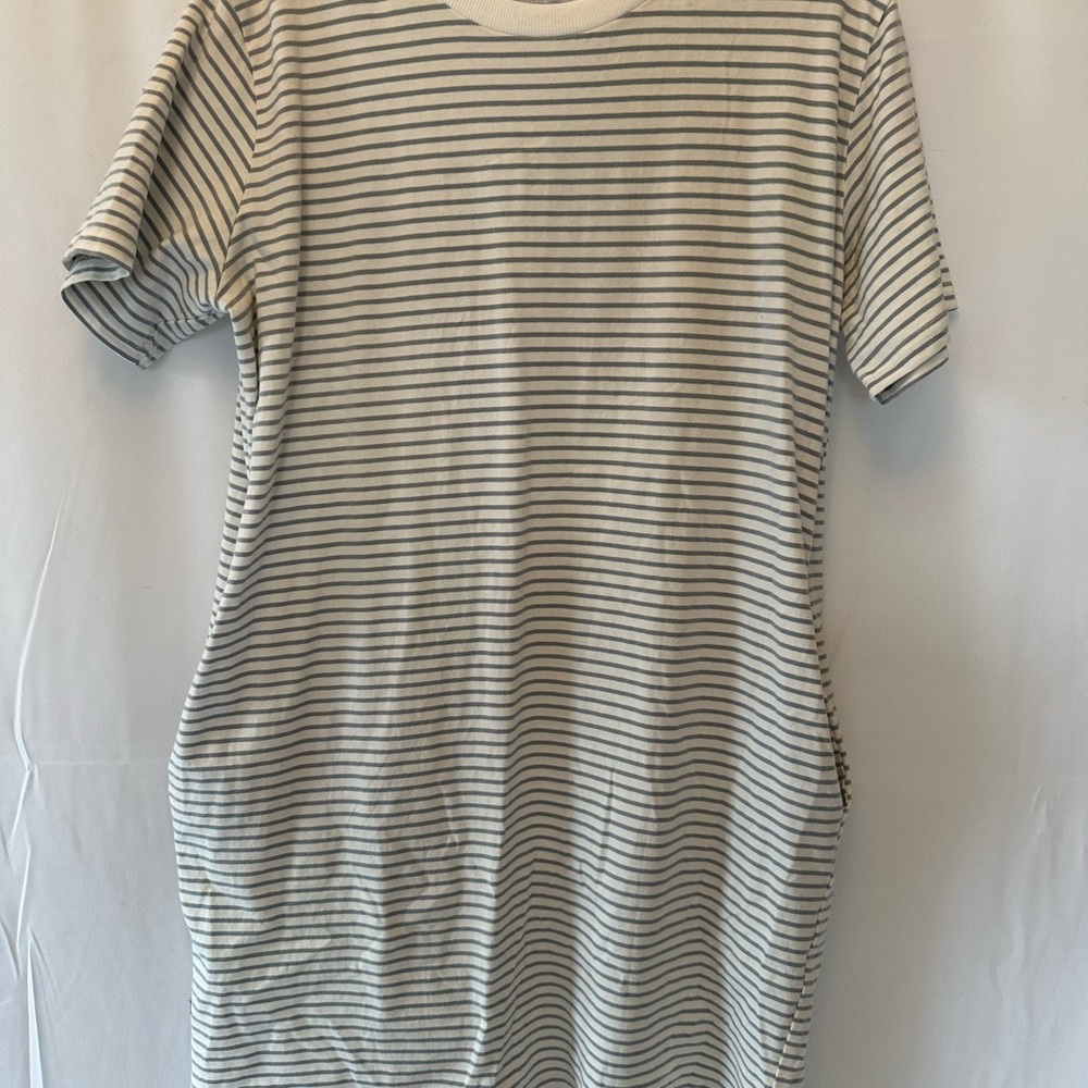 Cotton Emporium Cream and Blue Mini Dress